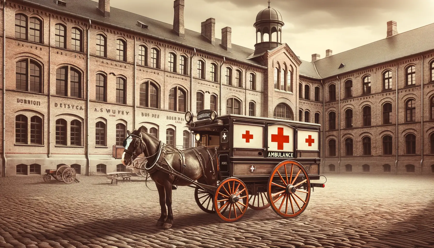 the first carriage with a medical ambulance